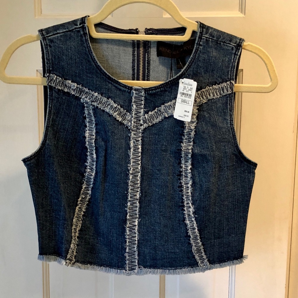 Kendall + Kylie Sleeveless Jean Cropped Top